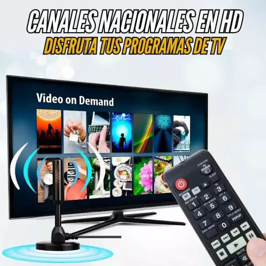 ANTENA PARA TV DIGITAL FULL HD TELEVISIÓN SMART Y ANTIGUO CON BASE